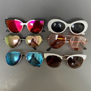 Bundle of 6 Used Sunglasses Retro Vintage Aviator Style